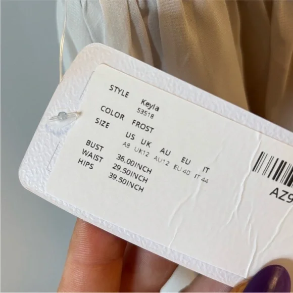 NWT AZAZIE Elegant Bridesmaid/ Prom V-Neck Dress in Frost - Picture 3 of 5